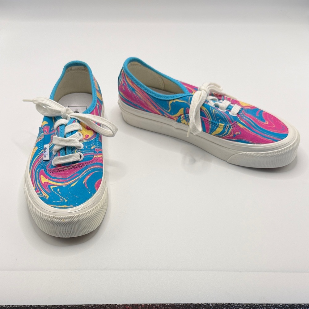 Vans Women’s Low-Top Sneakers Style 44 Teal, Pink & Yellow Marble  Shoes 6 W